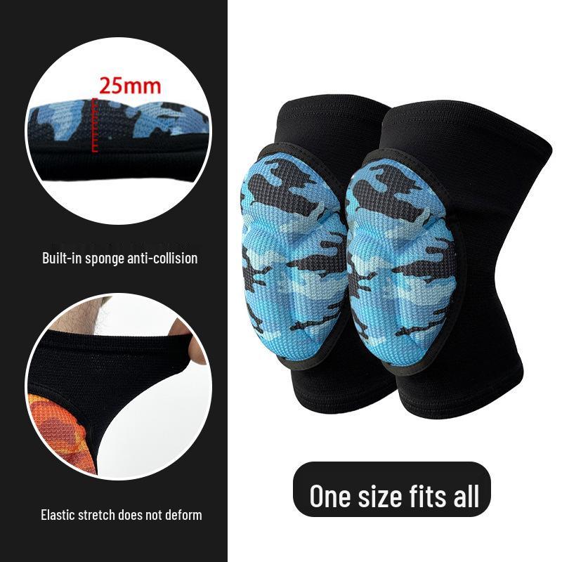 25MM Thick Camouflage Sponge Knee Pads - Shock Absorbing, Breathable Knee Protectors for Outdoor Sports & Mountaineering Adult (24*15CM) - Pair