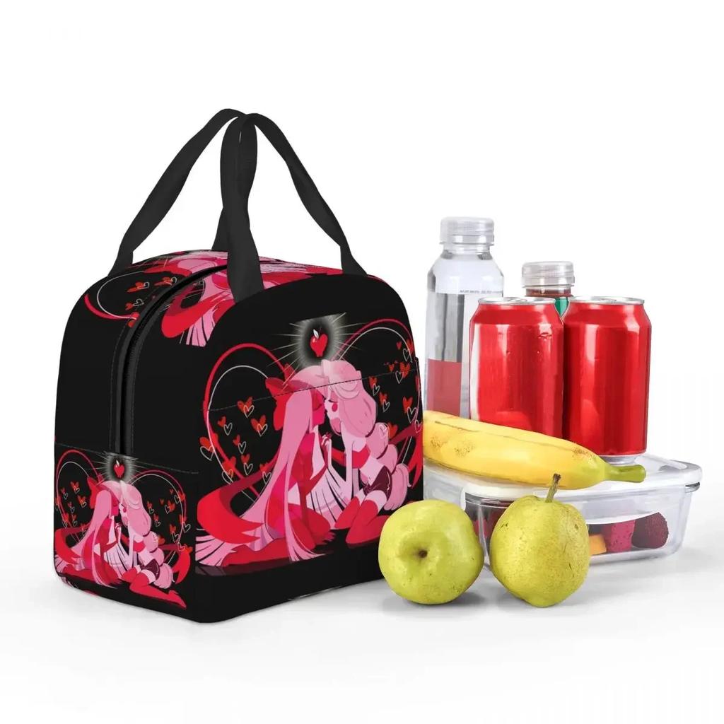 Charlie And Vaggie Valentines Hazbin Hotels Insulated Lunch Bag for School Cooler Thermal Food Box Tote Lunch Boxes Container