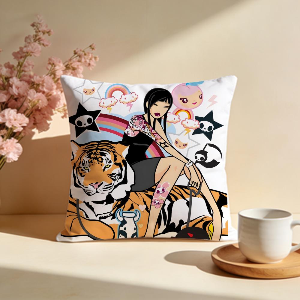 Trendy TTokidokiful Cushion Cover Stylish Washable Pillow Cover Ideal for Couch Bedroom Car Decoration