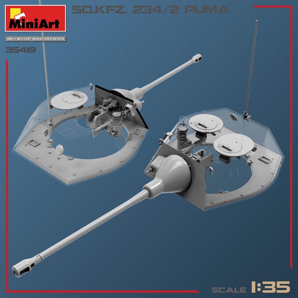 Miniart WWII German Heavy Armored Vehicle Plastic Model Kit MA35419 1/35 Sd.Kfz.234/2 8-Wheeled