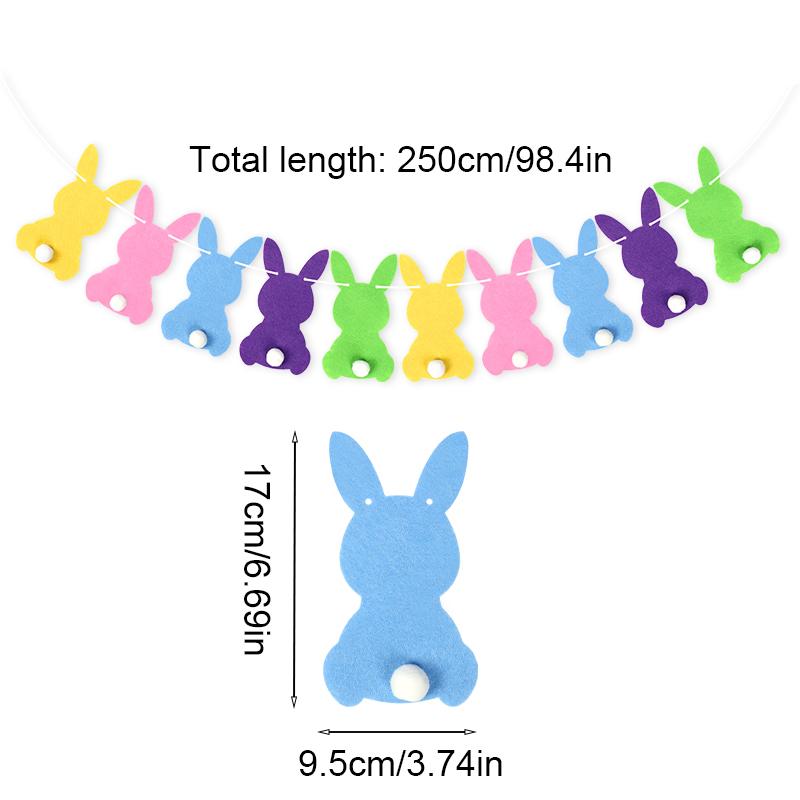 Cute Rabbit Banner Garland Happy Easter Party Hanging Bunting Felt Flags Spring Home Decoration Kids Birthday Party Supplies