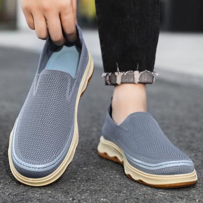 Herrenschuhe Ein-Pedal Fly-Woven Freizeitschuhe Weichsohlige Bequeme Schuhe Herrenschuhe Atmungsaktive und Leichte Stoffschuhe