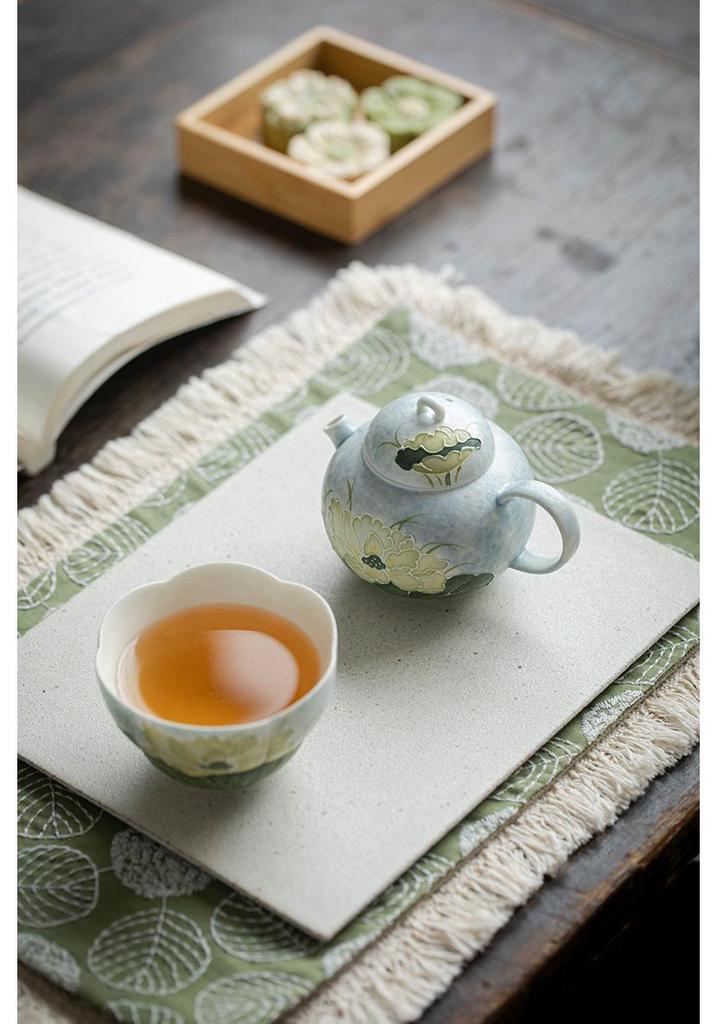 Hand-Painted Lotus Ceramic Teapot with Ball Hole Filter - New Chinese Style for Single Serve Tea Brewing