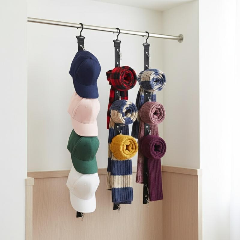 8 Clip Cap Holder Closet Organizer Wall Mounted Door Hanging Punch Free Hat Rack Space Saving for Bedroom Storage