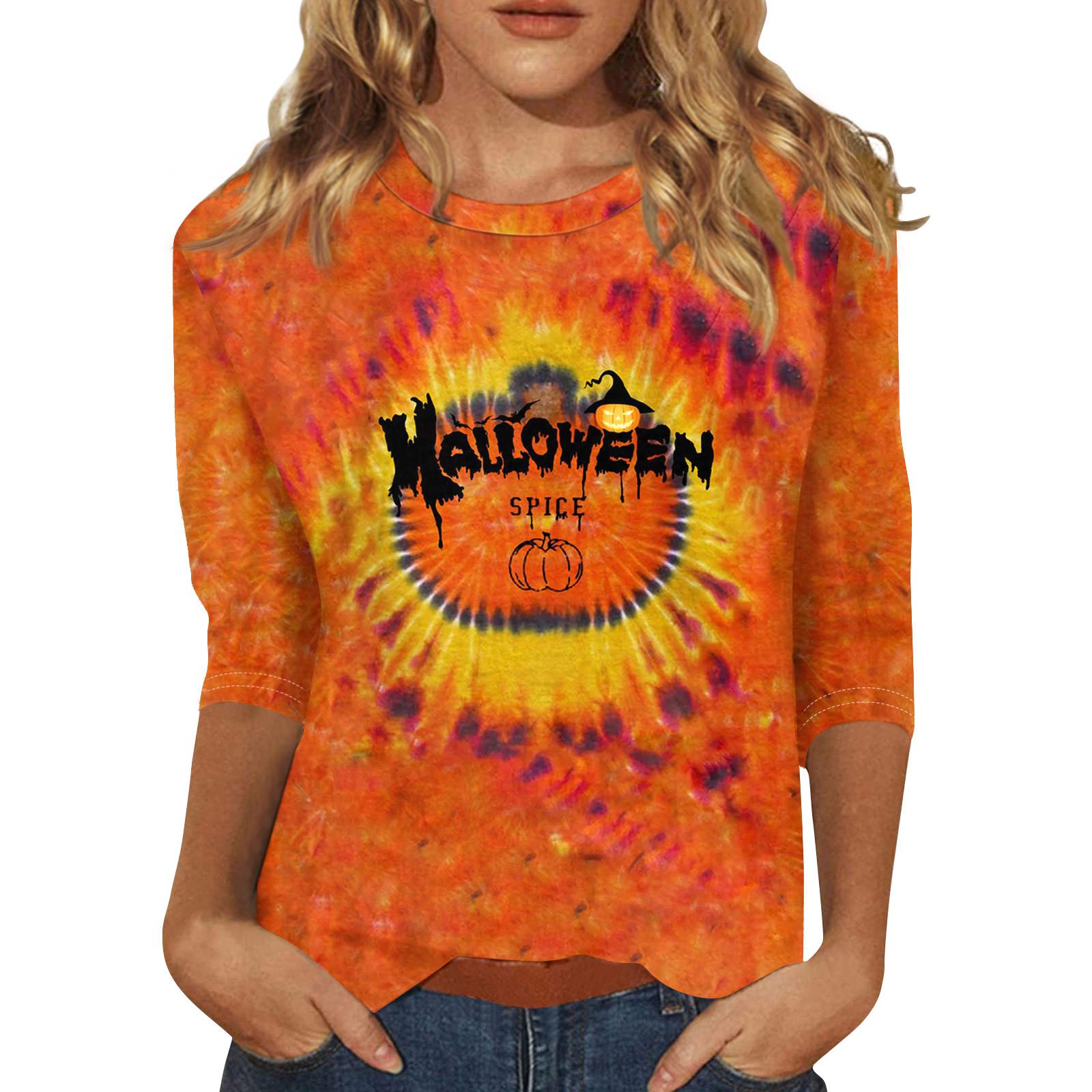 Женский хеллоуинский принт с круглым вырезом и длинными рукавами — фото 3