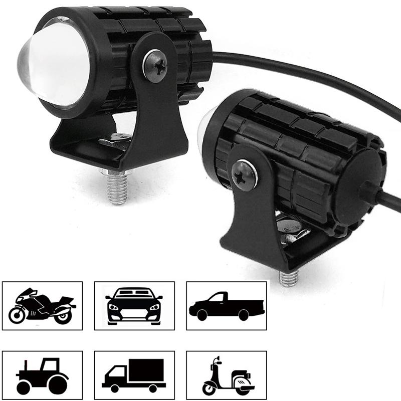 Universal Motorcycle LED Headlight Spotlight 12V Projector Lens Dual Color Auxiliary Driving Lamp for Motorbike Motorcycle Bulbs