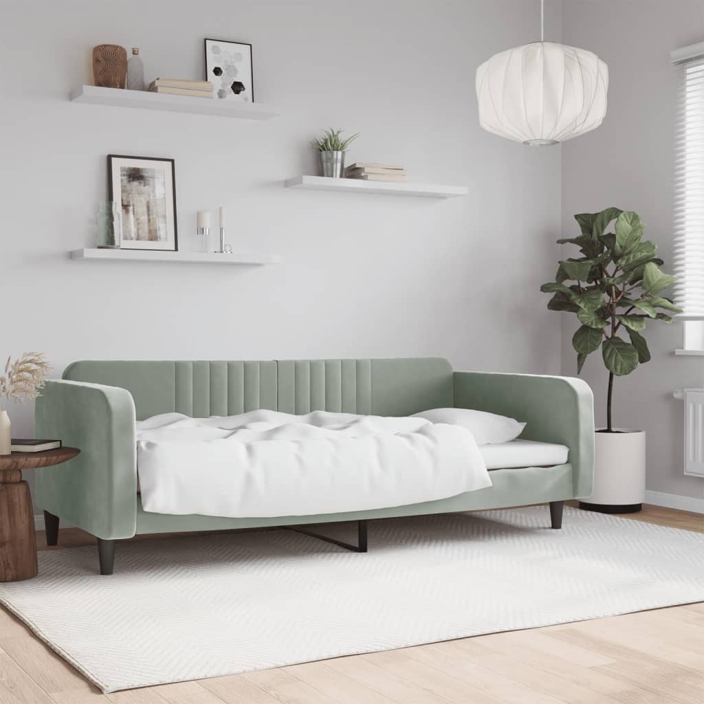 Daybed Light Grey 90x190 Cm Velvet