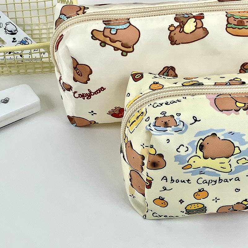 Cute Kawaii Good-Looking Capibala Pattern Print Stationery Bag Simple Pencil Case Pen Bag School Supplies Student Gift
