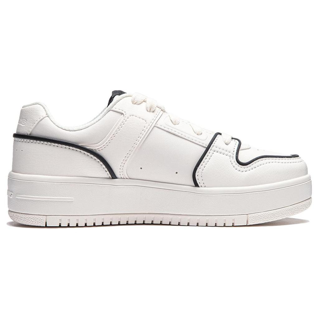 Li Ning Cheese Slip Resistant Abrasion Resistant Low Top Skateboard Shoes Women's White Black AGCU104-1