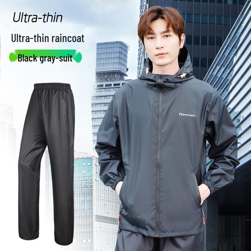

Летний легкий штормоустойчивый дождевик и дождевые брюки - дышащая защита от солнца для всего тела для мужчин и женщин 4XL чёрный