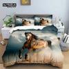Horse Comforter Cover Set for Kids Toddler Farm Animal Pattern Bedding Set 3 Piece Farmhouse Cowboy Duvet Cover Set