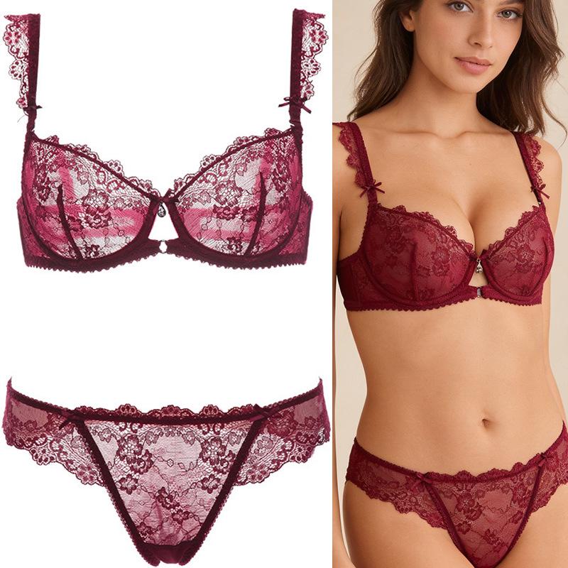 Women's Sexy Lace Lingerie Set: Push-Up Bra & Panty for Small Bust, Lightweight & Breathable