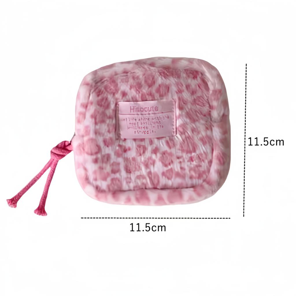 1Pc Leopard Print Plush Makeup Bag, Winter Warm Mini Square Makeup Bag, Lipstick Case, Cosmetic Storage Bag, Multifunctional Design, Suitable