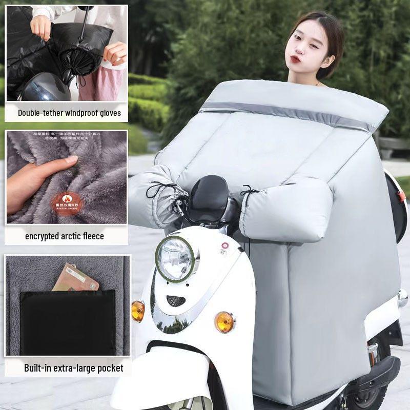 Extra Large Electric Vehicle Windshield & Motorcycle Knee Pads - Fleece Lined, Waterproof, Windproof & Battery Heated