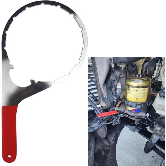 Fuel Filter Wrench for Detroit Diesel Truck and Cumm Engines, 8" Fuel Water Separator bowl Removal Tool for Davco