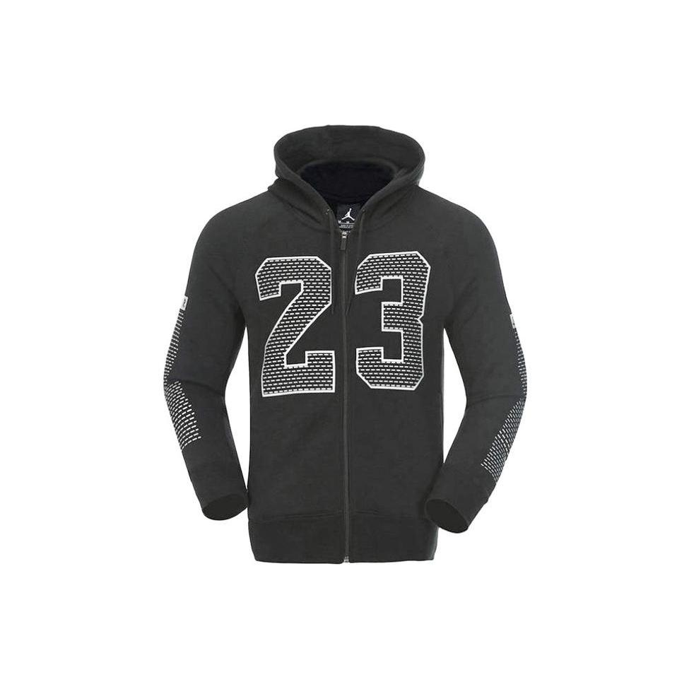 Men s Air Jordan Numeric Printing Zipper Sports Jacket Black 872855-010 L