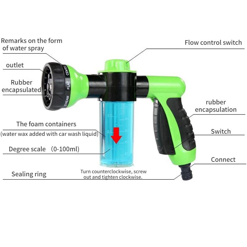 Portable Auto Foam Lance Water Gun High Pressure 3 Grade Nozzle Jet Car Washer Sprayer Cleaning Tool Automobile Garden Wash Tool