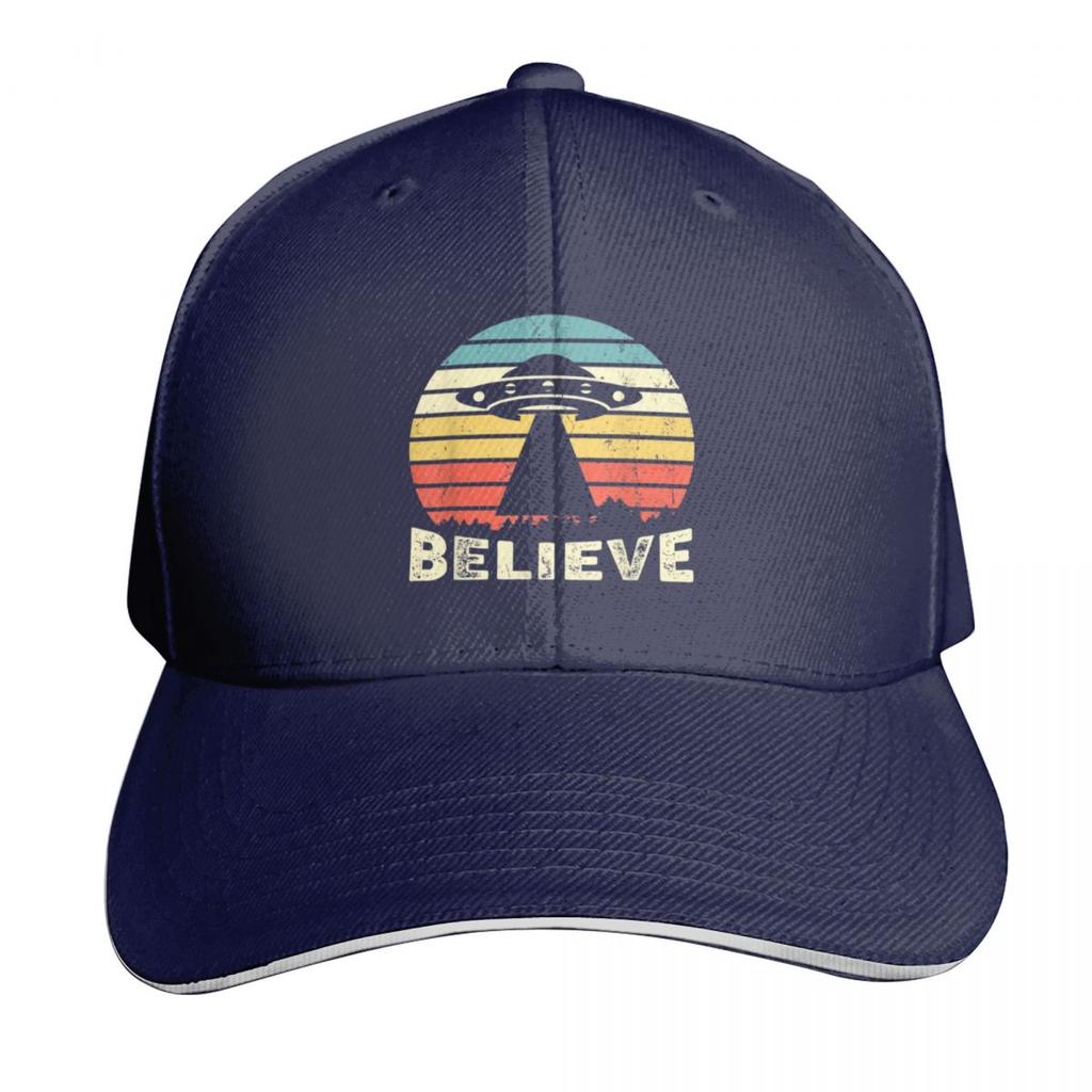 Believe Vintage Alien UFO Retro Sunset Baseball Cap Christmas Hat Rave Cosplay Sunscreen Women Unisexs