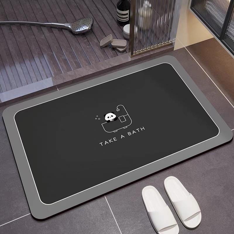 

Diatomite Floor Mats Cartoon Cute Funny Panda Bathroom Non-Slip Mat Bathroom Water-Absorbent Wear-Resistant Foot Mat 40X60CM(1.3X2FT