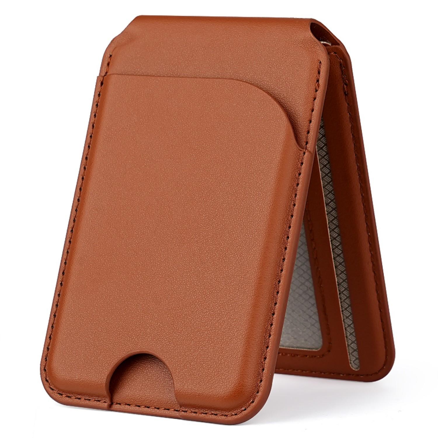 

Strong Magnetic Card Holder Wallet Back Sticker for iPhone 17/16/15/14 Pro/Max - Stand Document Storage Pocket коричневый