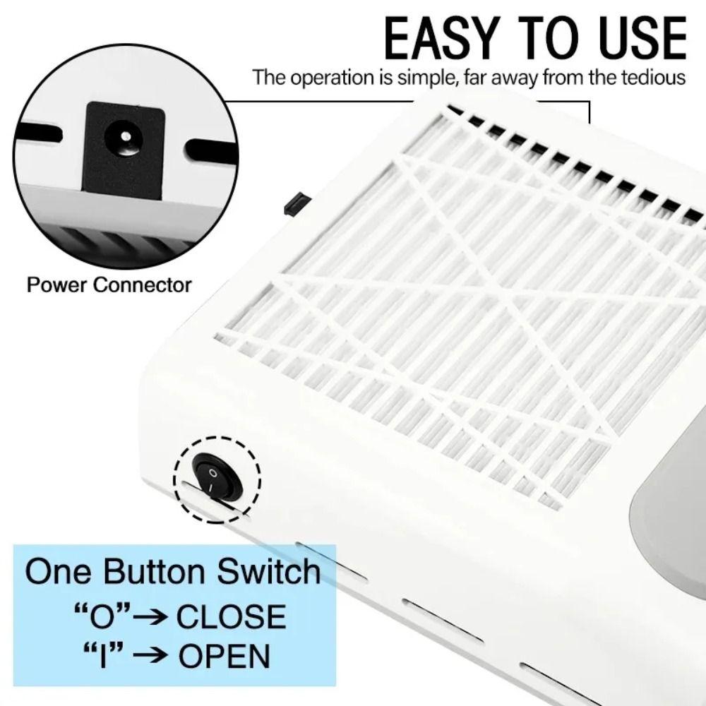 80W Nail Dust Vacuum Cleaner Removable Filter Screen Nails Dust Extractor Fan  For Nail Art