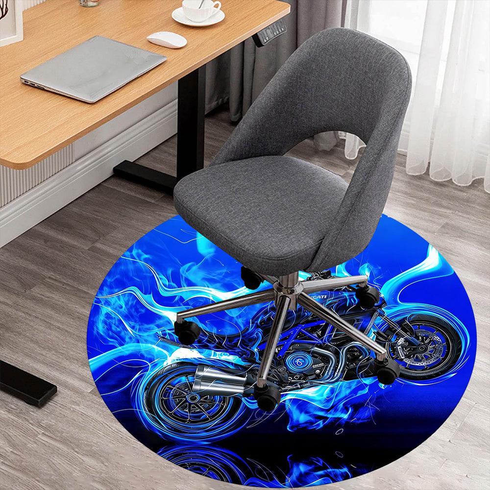 

1pc motorcycle flame Round Chair mat office Area Rug - Non-Slip, Floor Mat for Office, Bedroom, and Indoor Decor p127192 80cm by 80cm