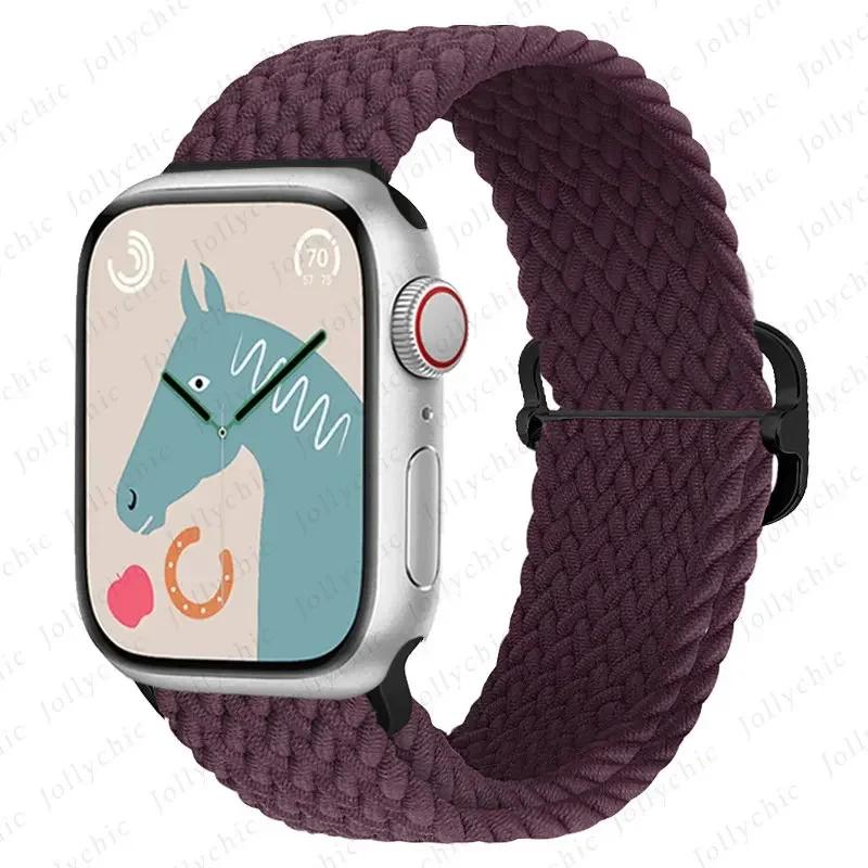 Braided Loop Strap For Apple Watch Band 42/46mm 45/41mm 38/40mm 44mm 49mm Nylon Solo Bracelet iWatch series 10 9 se 8 7 6 Ultra2
