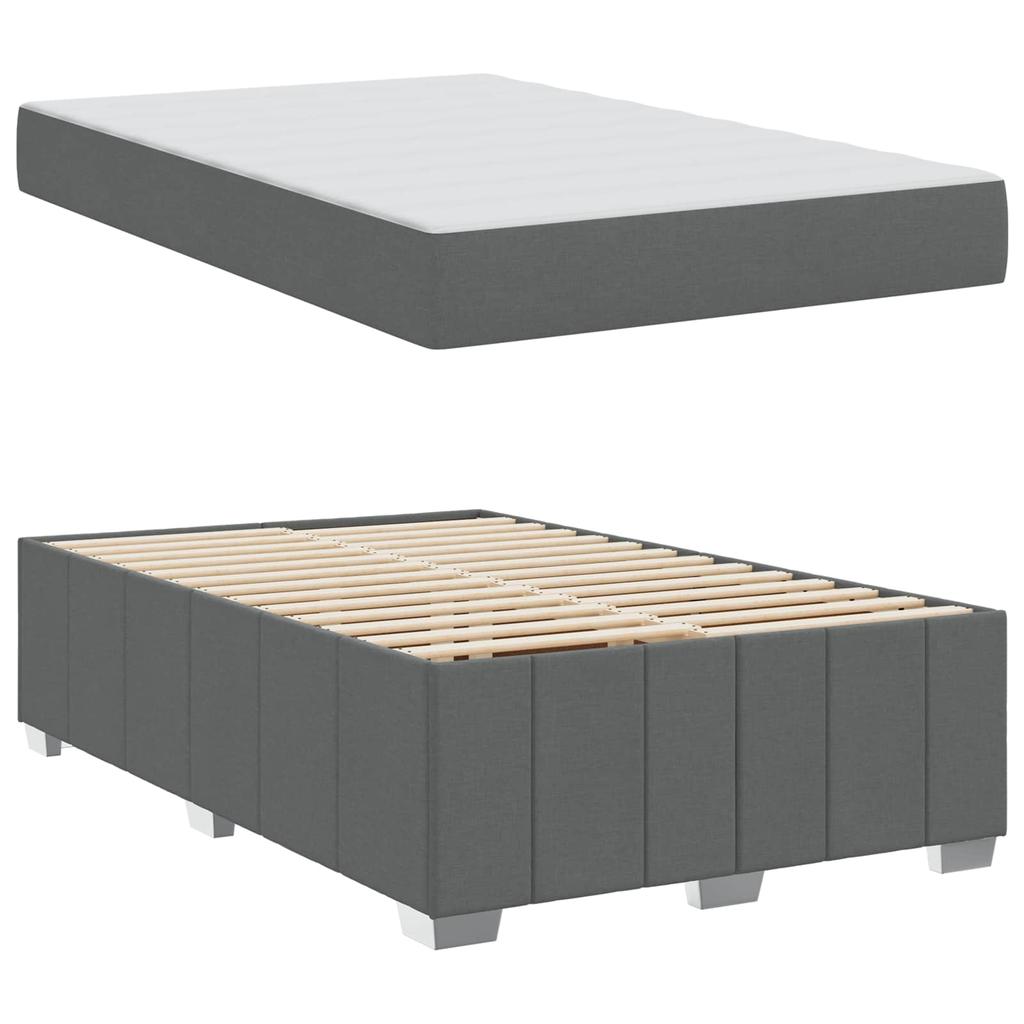 Box Spring Bed Frame with Mattress Dark Grey 120 x 200 cm Fabric