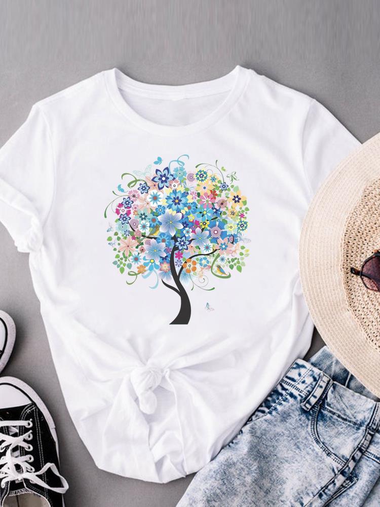 (Asian Size) Leopard Love Heart Women's Top Print O-neck Short Sleeve T-shirts Fashion Female Casual T Clothing Graphic Tee