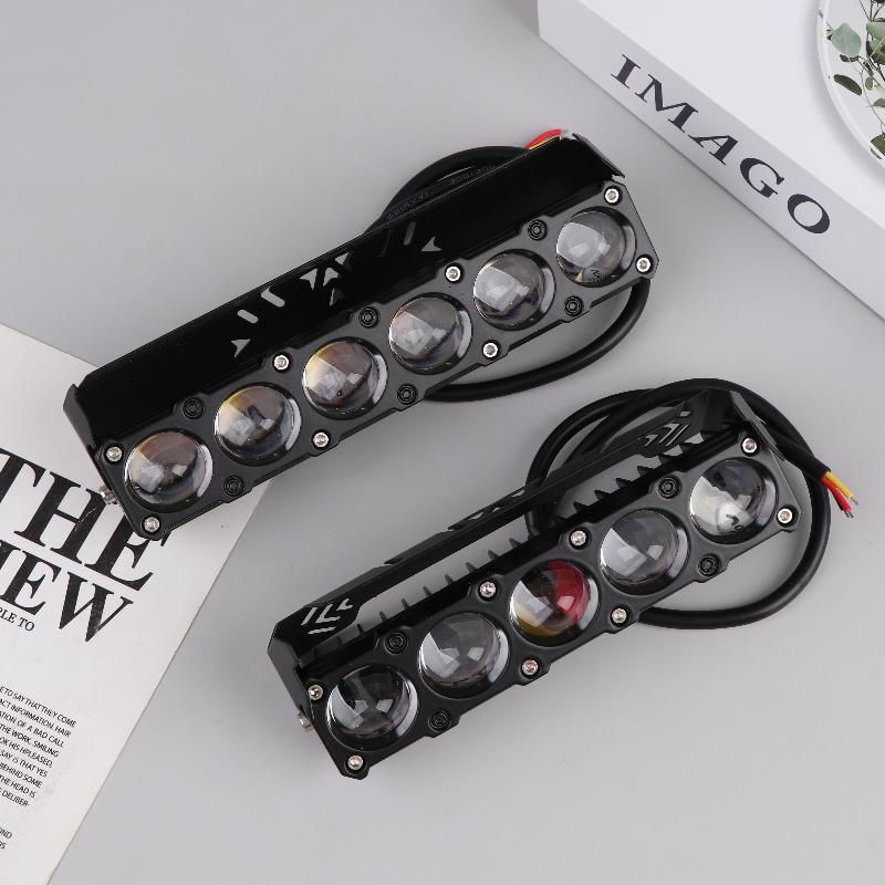 Motorcycle Led Spot Light Dual Color Hi/Low Beam Fog Lamps For Car Trucks Suv Utv Mini Lens Headlight Driving Light