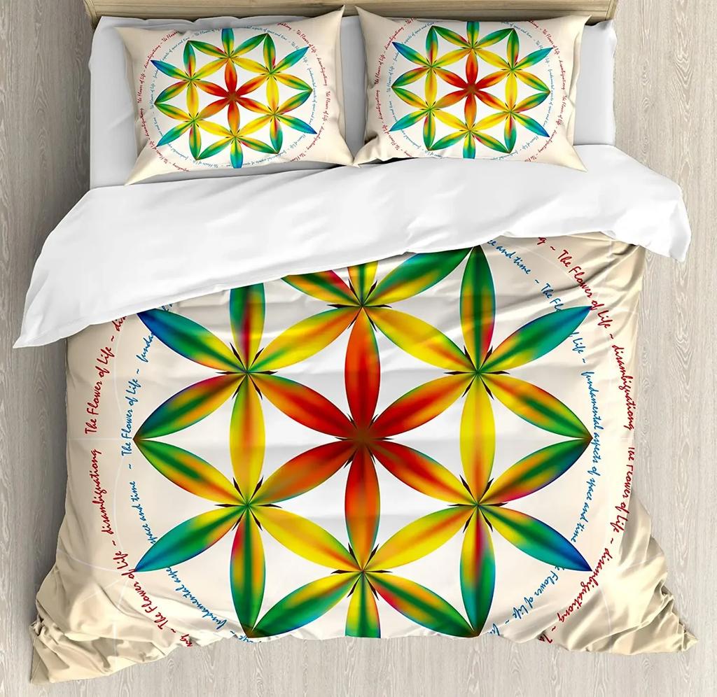 Chakra Color Geometry Yoga Duvet Cover Bed Bedding Set Double Home Textile Quilt Cover Pillowcases Bedroom Bedding Set No Sheet