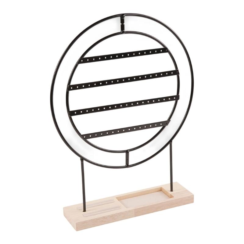 Modern Farmhouse Earring Display Stand With Wood Base Metal Frame Jewelry Organizers For Home Store Wedding Gift