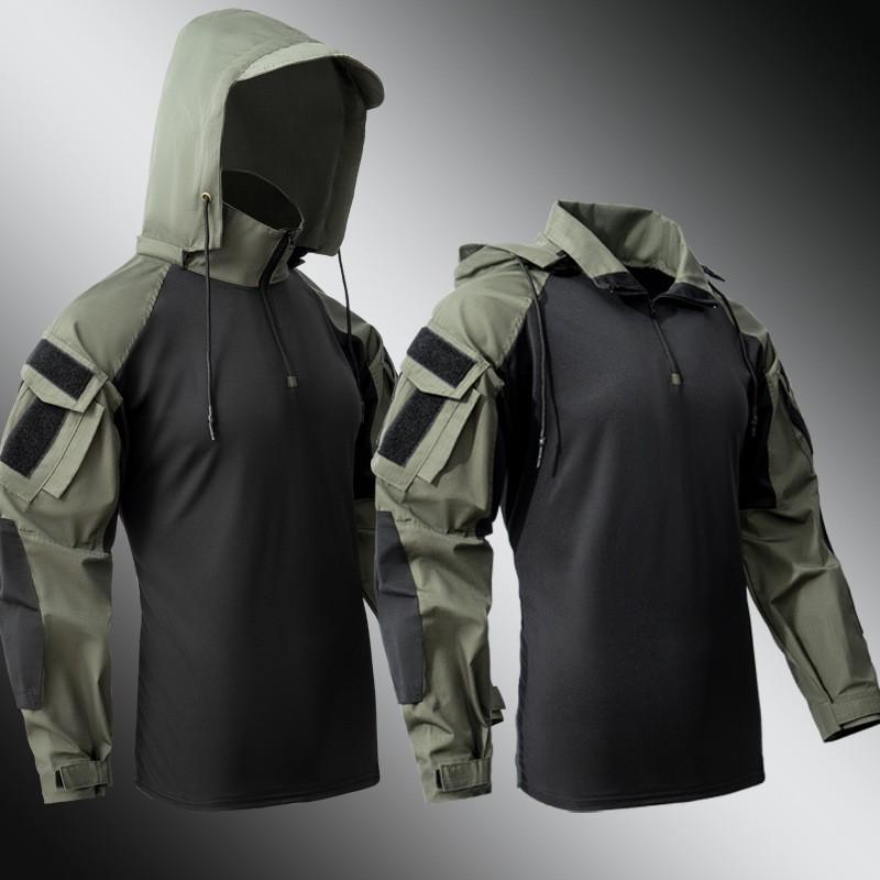 Leichtes Langarm-Taktikhemd für Herren, Atmungsaktiv, Strapazierfähig, Camouflage, Trainings-Top für Outdoor-Aktivitäten