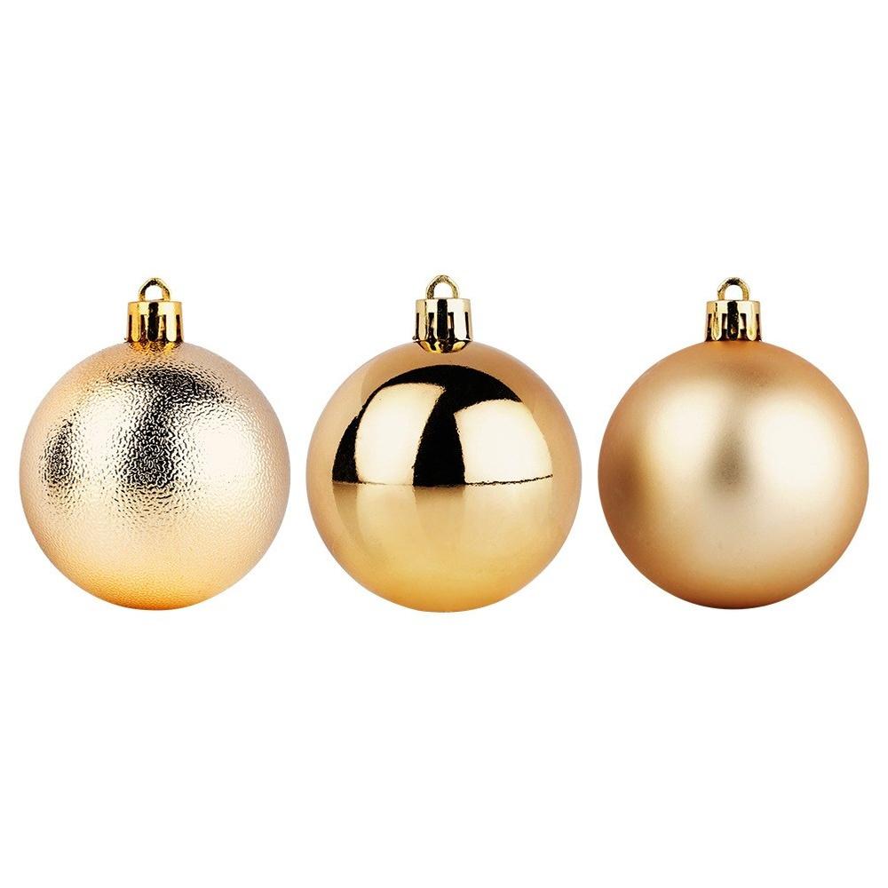 Shatterproof Gold Christmas Baubles 6 Cm 9 Pcs.