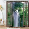 Waterfall Shower Curtain Natural Landscape Outside Window Scenery Forest Flowing Stream Bathroom Decor Polyester Bath Curtains
