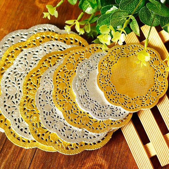 50 Teile/satz Exquisite Spitze Rand Dessert Matte Schöne Wärme Isolierung Papier Kuchen Matte für Zuhause