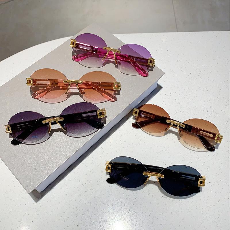 Bezramkowe Owalne Okulary Przeciwsłoneczne Damskie Stylowe Gradientowe Soczewki Oceaniczne Okulary Nowe Ins Modny Vintage Design Marki Lady Shades