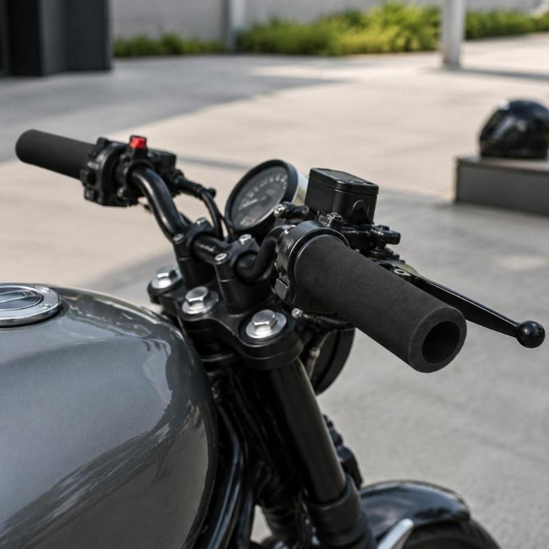 Soft Sleeve Motorcycle Handlebar Grip Covers 1 Pair, Black Slip-On Covers for Daily Commute, City Travel and Routine Replacement Use