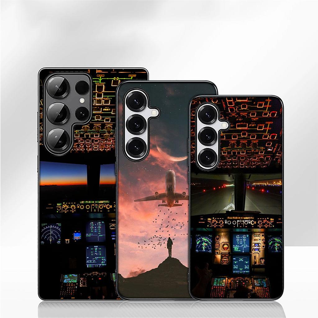 Aircraft Travel Cover Phone Case for Samsung Galaxy A55 A54 A25 A36 A17 A26 A35 A33 A34 A14 A37 S8 S9 S20 S21 FE S10 Plus