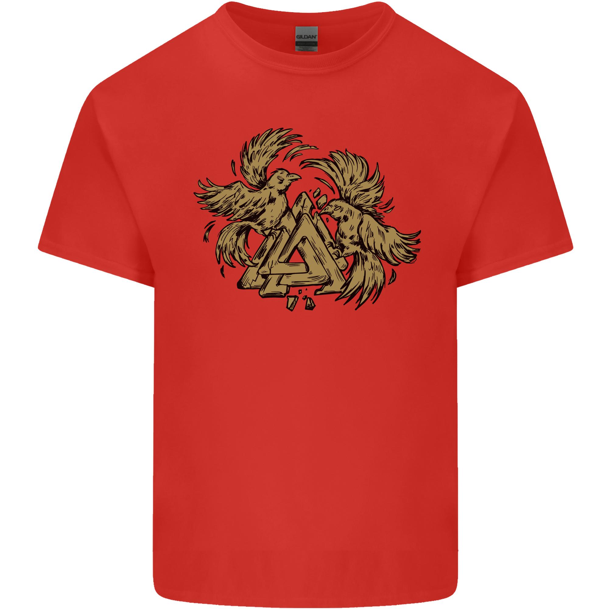 Valknut Symbol With Ravens Vikings Unisexs Light Cotton TShirt S