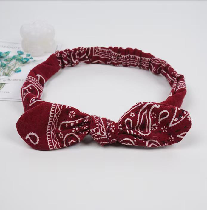 CR98 Printed Rabbit Ear Knot Cashew Cross Headband