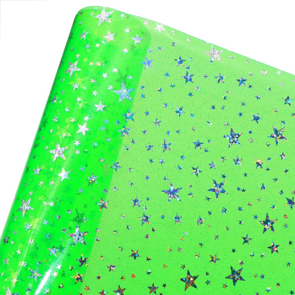 Iridescent Glitter Star Laser PVC Film - 0.5MM for Handbags, Backpacks, Shoes & Decorative Material