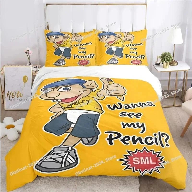 3D Print Cartoon SML Jeffy Bedding SetDuvet Cover Comforter Bed Set Quilt Cover PillowcaseKing Queen Twin Size Boys Girl Adult