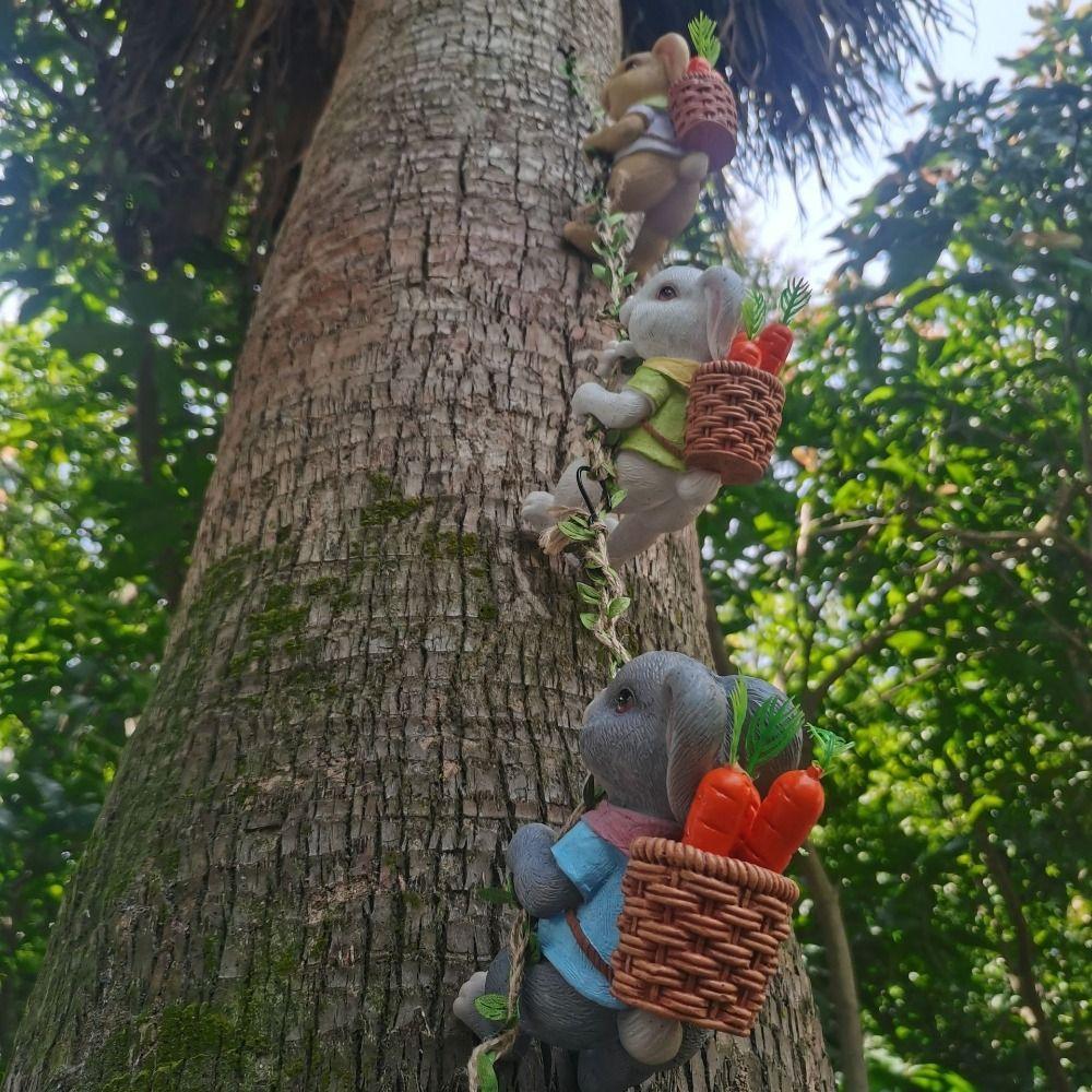 Cute Bunny Statue Resin Miniatures Figurine Garden Decor Animal Sculpture Outdoor