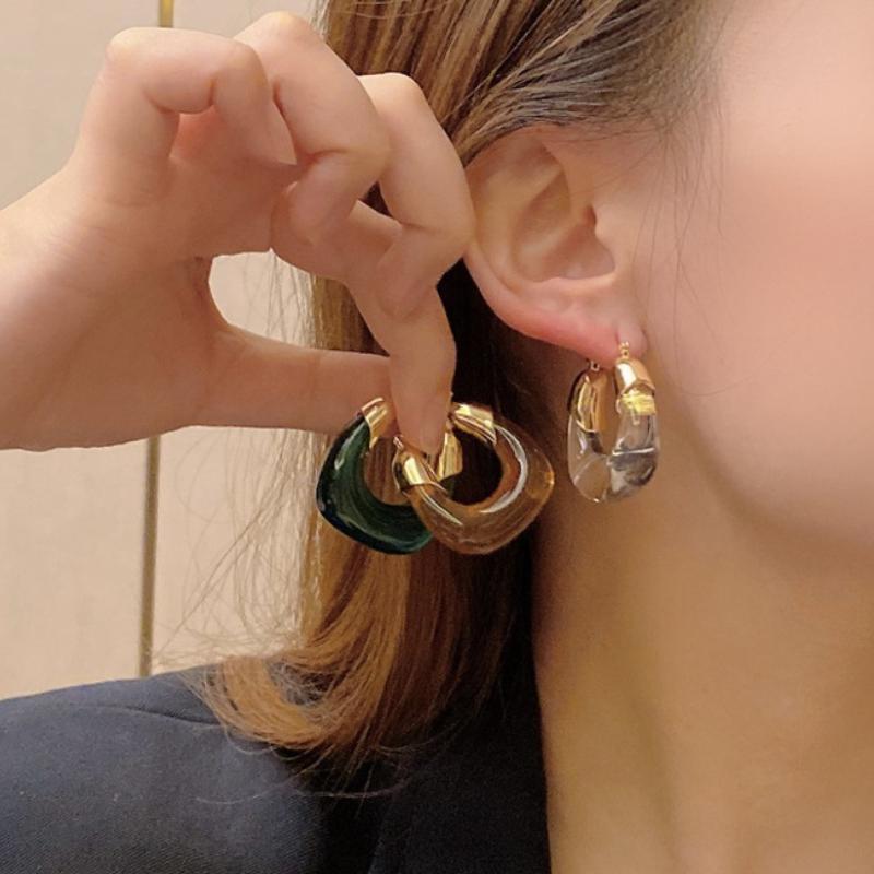 Japan Korea Transparente Kristall Acryl Kreis Creolen für Damen Klare Harz Huggie Piercing Ohrverschluss Party Schmuck Geschenk