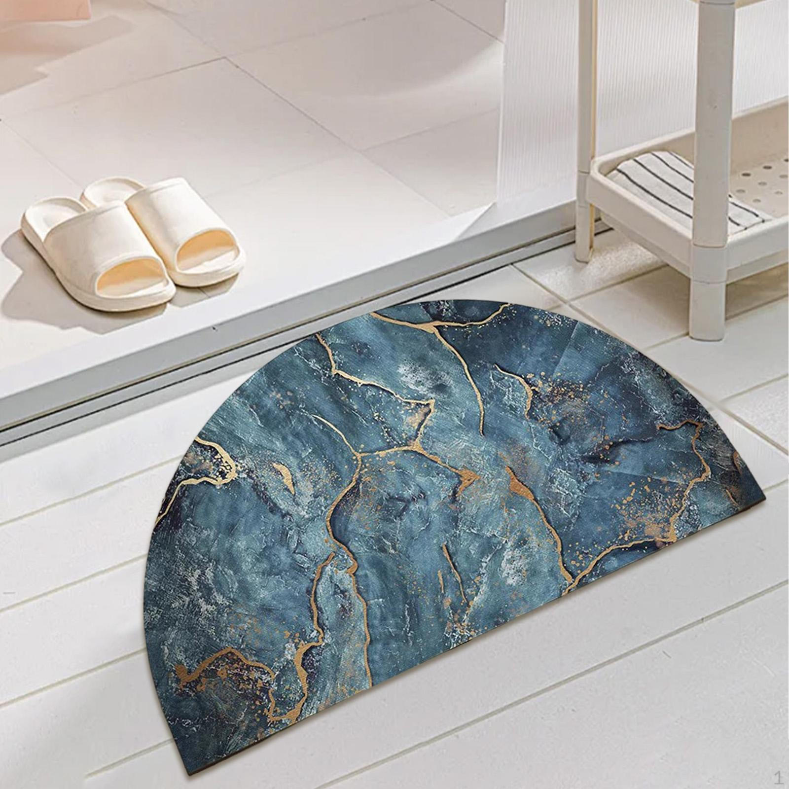 

Полукруглый коврик для ванной, нескользящий, декоративный, мягкий, быстросохнущий, коврик для душа, коврик для ванной синий