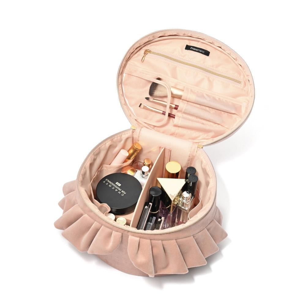 Franc Franc Japan VeLour FriLL Vanity Pouch L Pink