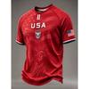 USA Football Jersey Statue of Liberty Print US Flag Eagle Badge Short Sleeve T-Shirt American National Soccer Fan Sports Tops