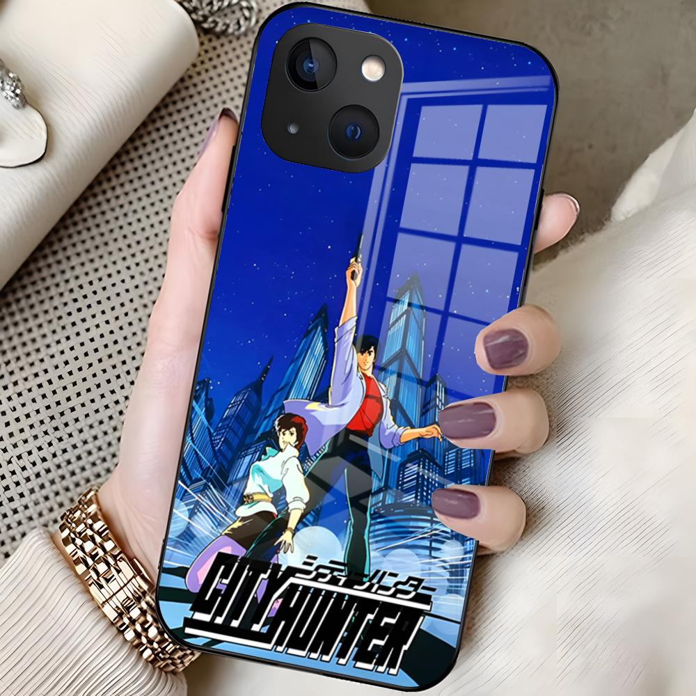 

City Hunter Comic Phone Case For 16 Pro Max Iphone 15 14 Pro Max 13pro 11 X Xs Xr 8 7Plus Glass Cover iPhone 16