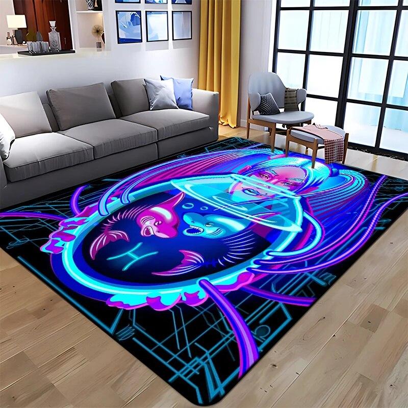 Twelve Constellations Printed Carpet Household Rug Children's Room Living Room Chair Bedside Modern Simple Floor Mat Kawaii Rug